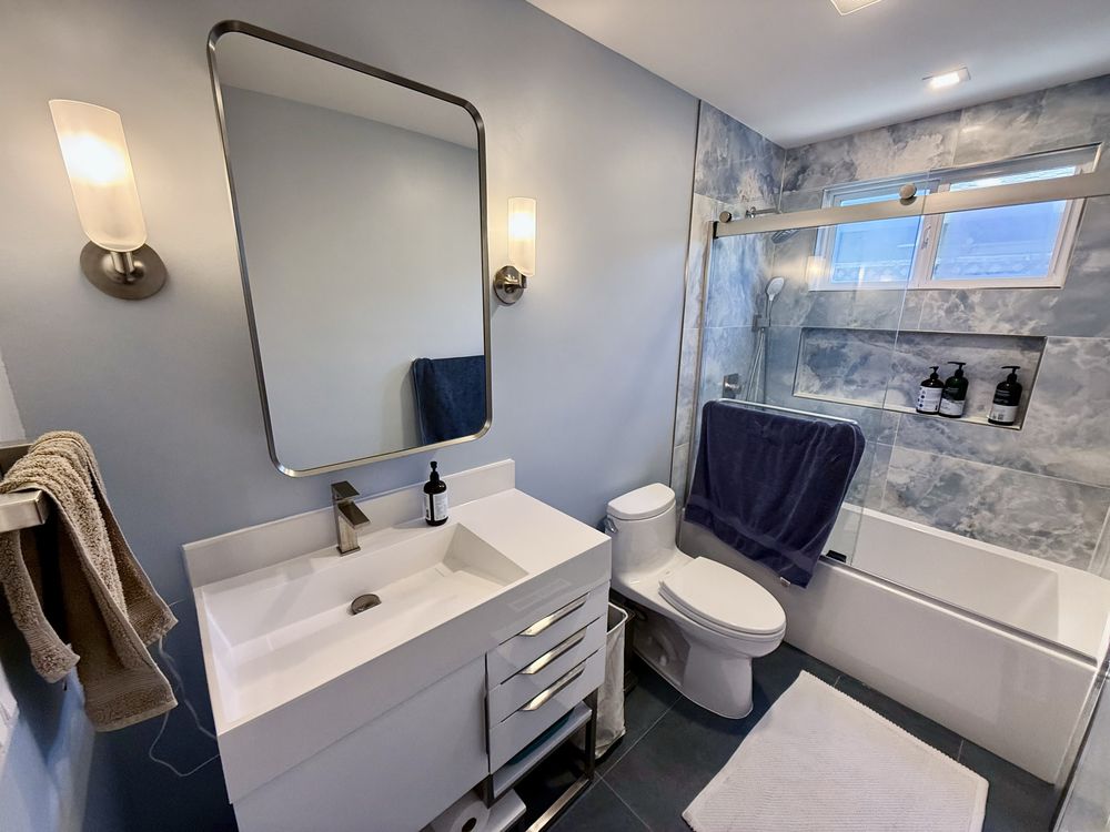 Completed full bathroom remodel by South Bay Tile